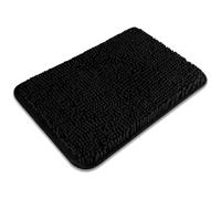 PureSwan Small Bathroom Rug 12"x18" - Washable and Absorbent Bath Mat, Non Slip, Thick Soft Chenille Bath Rugs for Bathroom, Shower, Sink, Dog mat(Black)