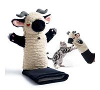 PURETOY Cat Wrestling Glove, 22 inch Cat Puppet Wrestler with 3 Catnip Pouches & 3 Layer Resistant Protection, Interactive Cat Toy with Removable Bell for Boredom Relief & Mental Stimulation, Goat
