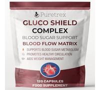 PURETREX Blood Sugar Support Supplement, Gluco Shield Complex with Berberine, Bitter Melon, Alpha Lipoic Acid & Cinnamon, Supports Glucose Metabolism, Circulation & Weight Management, 120 Capsules