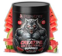 PURETREX Creatine Gummies with BCAAs & Electrolytes - Sugar-Free Watermelon Flavor, 120 Count - 5000mg Creatine + 1000mg BCAAs for Strength, Endurance & Recovery