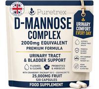 Puretrex D-Mannose Complex 2000mg, 120 Vegan Capsules with Cranberry Pacran, Hibiscus, Probiotics, Zinc, Urinary Tract & Bladder Support, Daily High Strength Supplement for Women and Men, Made UK