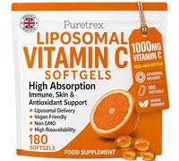 PURETREX Liposomal Vitamin C 1000mg Softgels, Zinc Quercetin BioPerine Complex, Vegan Daily Nutrition Supplement, Gentle Capsule Formula, Clean Non GMO, Made in UK, 180 Softgels