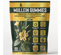 Puretrex Mullein Gummies - 8-in-1 Respiratory Support with Quercetin, Ginger, Bromelain, Elderberry & Vitamin C - Lung Cleanse & Immune Booster - Pineapple Flavor - 60 Gummies