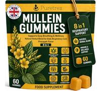 PURETREX Mullein Gummies for Respiratory Support, Lung Cleanse & Immune Support, 8 in 1 Herbal Blend with Quercetin Bromelain Elderberry Ginger & Vitamin C, Vegan Gummies, Made in UK, 60 Count