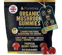 PURETREX Organic Mushroom Gummies 3000mg - Ashwagandha, 80 Count Vegan
