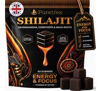 Puretrex Shilajit Gummies 3000mg, UK Made Himalayan Shilajit, Vegan Energy Focus Gummies with Manuka Honey MGO 263+, Blood Orange, Ashwagandha Cordyceps Maca Blend, Daily Wellness Support, 60 Count