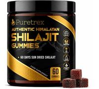 PURETREX Shilajit Gummies with Manuka Honey & Fulvic Acid, Organic Himalayan Sun-Dried Shilajit Gummies for Energy, Focus & Vitality Support, Made in UK, Vegan Formula, 60 Count