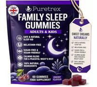 Puretrex Sleep Gummies for Kids and Adults, 60 Cherry Gummies, No Melatonin