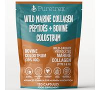 PURETREX Wild Marine Collagen Peptides + Bovine Colostrum | Type I & III Hydrolyzed Collagen | 30% IGG Colostrum, Vitamin C, Hyaluronic Acid, Ceramides, Silica, BioPerine® | 120 Capsules