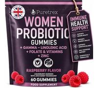 Puretrex Women’s Probiotic & Prebiotic Gummies, Gut Digestive Vaginal & Immune Health Support, pH Balance & Bloating Relief, UK Made Vegan Gummies with Folate Zinc & GLA, 60 Gummies, 1 Month Supply