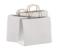PUREVACY Kraft Paper Shopping Bags Multi-Colored, White, 16" x 6" x 12", Kraft Paper Shopping Bags With Handles 25 Pack