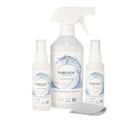 Pureview Solution 1x300ml & 2x100ml Glass Spectacle Multi Propose Sensitive Cleaner/Anti Fog/Allergy-Friendly/Antistatic/Fat-Dissolving 0% Alcohol Cleaner - Inc 1xNano Ceramic Cloth