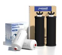 Purewell Filter Elements Set, Replacement Filters for PB-2 Black Filters & PF-2 Fluoride Filters, Suitable for Other Gravity Water Filter System (4 Pack)