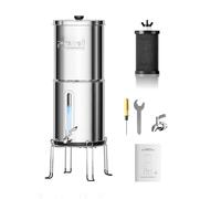 Purewell Gravity Water Filter System - 3,8L Stainless Steel Portable Ultrafiltration (0,01μm) for Survival, Camping & Home - 4-Stage Countertop Purifier, Removes 99% Chlorine, RV & Emergency Use