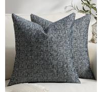 Purewish Pack of 2 Neutral Euro Sham Covers 24x24 Boho Textured Dots Stripe Chenille Large Square Decorative Throw Pillow Cases Accents for Bredroom Living Room Couch Bed Farmhouse Home Decor, Teal