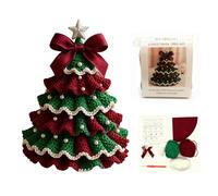 PureXanthic DIY Crochet Christmas Tree Kit - Handmade Holiday Decoration Set,Parent-Child Activities Craft kit,Tree Bow Pearl Embellishment,Cross-Stitch by Hand,Festive Decorations (Multicolour)