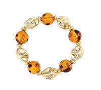 pureza 2pcs Amber Colored Trendy Acrylic Colorful Round Beads Women's Boho Stackable Stretchy Bracelet(Multi-colored)