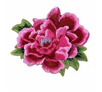 pureza 2pcs Peony Flower Embroidery Patches - Floral Applique Decorative Patches for DIY Sewing and Apparel Accessories(Rose Red)