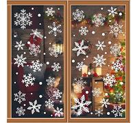 Purezento 6 Set Christmas Snowflake Stickers, 444 PCS Snowflakes Window Stickers Clings,Snow Flakes Static PVC Reusable Stickers, for Christmas Window Decorations