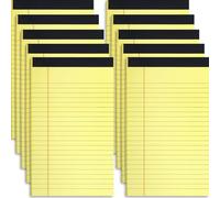 PUREZON 12 Yellow Notepads 5x8 College Notepads Perforated Slim Lined Small Notepads for Office Work 80gsm Paper 30 Sheets