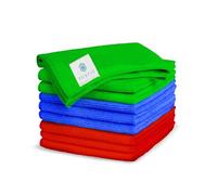 Purfie Premium Microfiber Cloth-Pack of 12-Large 40x40cm-Ultra-Soft Thick Highly Absorbent Lint-Free Cleaning Cloths-Reusable Microfibre Cleaning Cloth for Kitchen Car Home All Surface-Blue Red Green