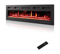 PURFINO 50"/127cm Electric Fireplace - Adjustable 12 Color Flame & Crackling Sound, 900W/1500W Fire Place with Precise 15-30°C Thermostat, Intuitive Touch Screen & Remote, Perfect for Media Walls