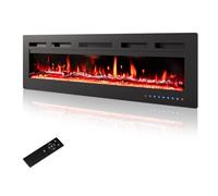 PURFINO 60"/152cm Electric Fireplace - Adjustable 12 Color Flame & Crackling Sound, 900W/1500W Fire Place with Precise 15-30°C Thermostat, Intuitive Touch Screen & Remote, Perfect for Media Walls
