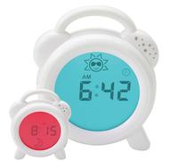 PurFlo NEW Snoozee Sleep Trainer Clock - Red and Blue Light Sleep Aid for Toddlers - Rechargeable Night Light with Alarm, Child-Friendly Icons, 12-Hour Display, Adjustable Brightness Levels