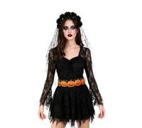 PURFUN Gothic Rose Flower Headband with Black Veil, Women Halloween Cosplay Day Of The Dead Masquerade Corpse Witch Vampire Bridal Veil Floral Hairband Garland Hair Hoop Headwear Costume Accessory