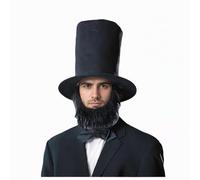PURFUN Mens 1920s Gangster Top Hat with Beard Bow Tie Costume Accessories Set 2Pcs Roaring 20s Mardi Gras Halloween Cosplay Gentleman Gangster Outfits Black Bowler Hat Bowtie Costume Prop Supplies