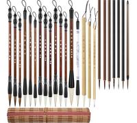 PURFUU 24Pcs Professional Chinese Painting Brush Set Watercolor Brush Sumi Drawing Painting Brush For Beginner Artist Adult