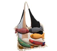PURFUU Contemporary Fish Themed Knit Handbag For Professional Women Spacious Compartment Fabric Casual Prom Occasion Friendly Polyester Shopping Bag