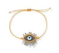 PURFUU Handmade Glass Bead And Eyelash Eye Adjustable Closure Jewelry Handmade Wrist Accessories For Daily Wear White Crystal Eyelash Eye Charm