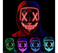 Purge LED Mask - Glow in the Dark Scary Halloween Costume - 3 Mode Super Bright Flashing Mask for Adults and Kids