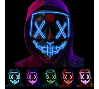 Purge LED Mask - Glow in the Dark Scary Halloween Costume - 3 Mode Super Bright Flashing Mask for Adults and Kids
