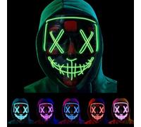 Purge LED Mask - Glow in the Dark Scary Halloween Costume - 3 Mode Super Bright Flashing Mask for Adults and Kids