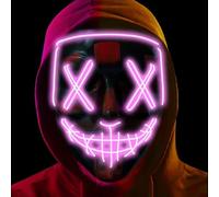 Purge LED Mask - Glow in the Dark Scary Halloween Costume - 3 Mode Super Bright Flashing Mask for Adults and Kids