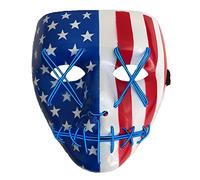 Purge Mask Light Up LED Classic Style Mask for Halloween, Costumes and Parties (USA Flag Blue)