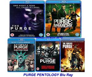 PURGE PENTOLOGY Blu Ray MOVIE COLLECTION 1-5 ANARCHY ELECTION YEAR FIRST FOREVER