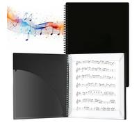 PURIAYA A4 Music Folder, 30 pockets/60 Pages Music Folder, Music Sheet, Chorus Folder, Index folders for Music Sheets When Playing, Piano, Guitar, Violin (Black)