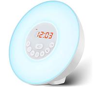 PURIAYA Sunrise Alarm Clock Wake Up Light - Upgraded Version with Sunrise/Sunset Simulation, Dual Alarms, Snooze Function, 6 Colors Atmosphere Lamp, 6 Natural Sounds and FM Radio