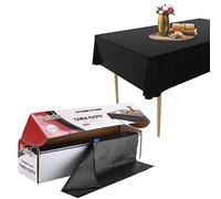 Puricon Disposable Plastic Tablecloth Roll, Heavy Duty Premium Durable Table Cover with Self Cutter for Rectangle, Square, Round, Oval Tables -Black