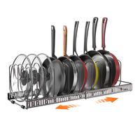 Puricon Pots and Pans Organiser for Cupboard 10 Dividers, Expandable Pan Storage, Rack for Lid/Baking Tray/Chopping Board, Kitchen Drawer Organiser, Joseph Joseph Storage -Bronze