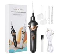 Puriear Vacuum Ear Wax Remover Suction, Electric Otoscope Otodine Ear Cleaner Soft Earwax Remover Tool with LED Light, Low Noise Advanced Gentle Ear-Cleaning Portable Silicone Tips(White)