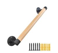Purife 18 inch Real Wood Stair Railing Indoor - Wall Mounted Wooden Staircase Handrails, Interior Stair Railings, Safety Grab Bars for Elderly, Outdoor Deck Rails, WD-002-18INCH
