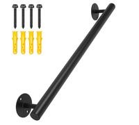 Purife 2.2 FT Black Metal Heavy Duty Hand Rails for Indoor Stairs, 27 Inch Wall Mounted Staircase Handrail - Outdoor Stair Railings Kit for Garage, Basement, Porch Steps, Deck Rails, Safety Grab Bars