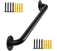 Purife 2FT Black Matte Industrial Pipe Staircase Handrails for Indoor, 24 Inch Metal Stair Hand Railings, Wall Mounted Hand Rails, Outdoor Porch Steps Railing, Deck Banister Rails