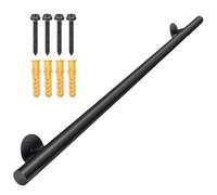 Purife 4 FT Black Metal Hand Rails for Indoor Stairs - 48 Inch Wall Mounted Safety Staircase Handrail - Outdoor Safety Grab Bars Stair Railing for Garage, Basement, Porch Steps, Banister Rails