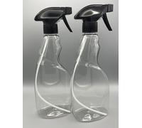 Purific 500ml Clear PET 30% PCR Elan Spray Bottle x 2 For Cleaning Solutions and Gardening, Plant, Water, Durable Trigger Sprayer, Refillable, Spray Bottle for Hair, All Directions. Made in the UK