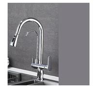Purification de l'eau Robinet de Cuisine Noir Chaud et Froid Rotatif Tire en Laiton Matériau d'évier mélangeur et Lavage du Robinet (Gris a)